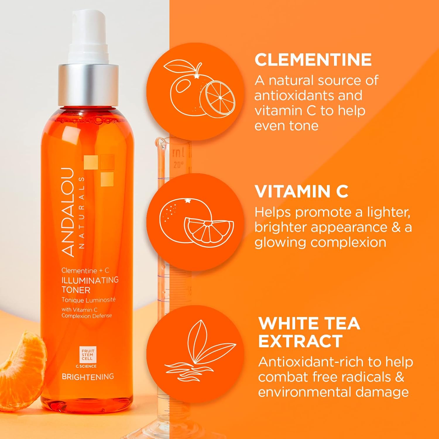 Andalou Naturals Toner Clemntine+C Illuminating, 6 OZ.