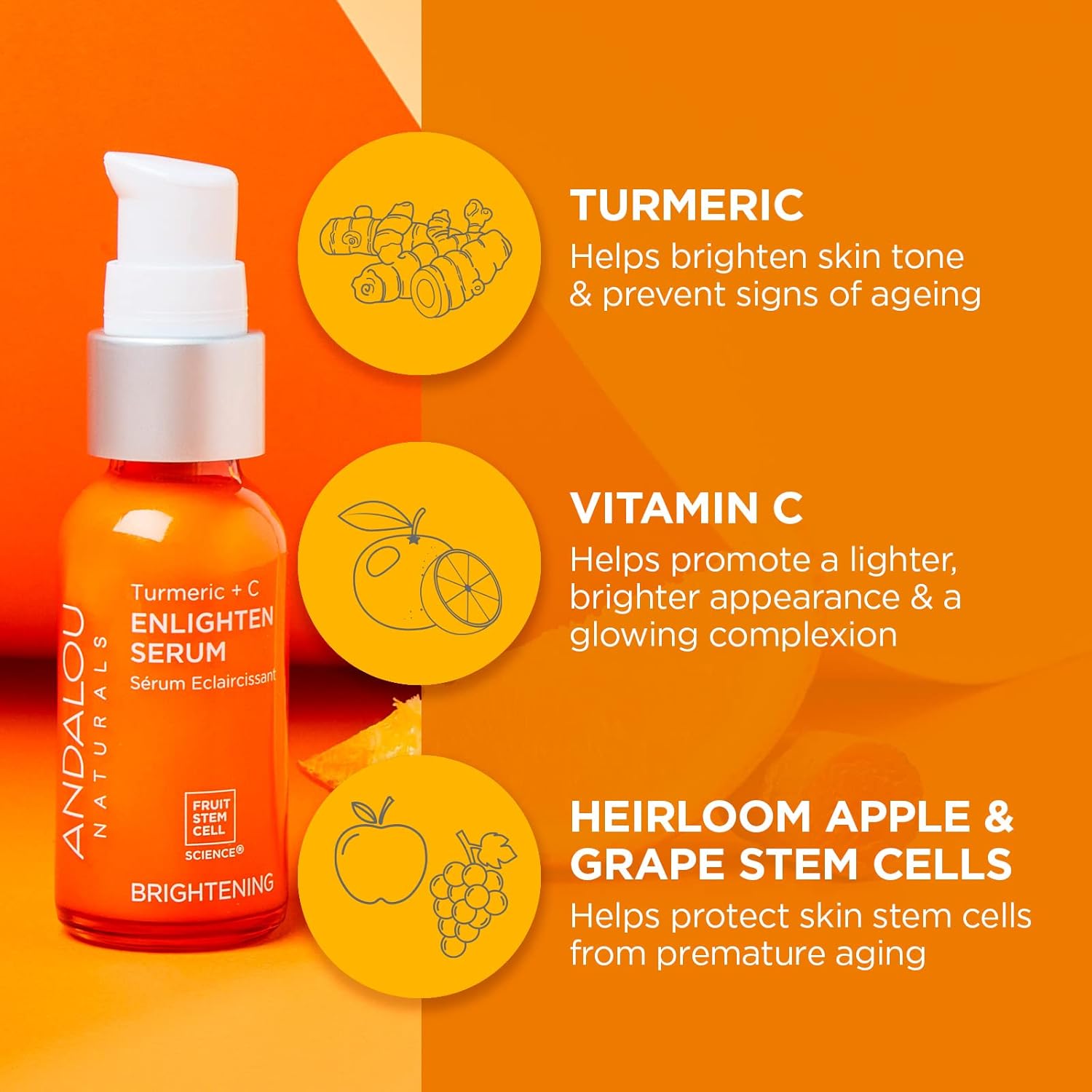 Andalou Naturals Serum Turmeric+C Enlight, 1.1 OZ.