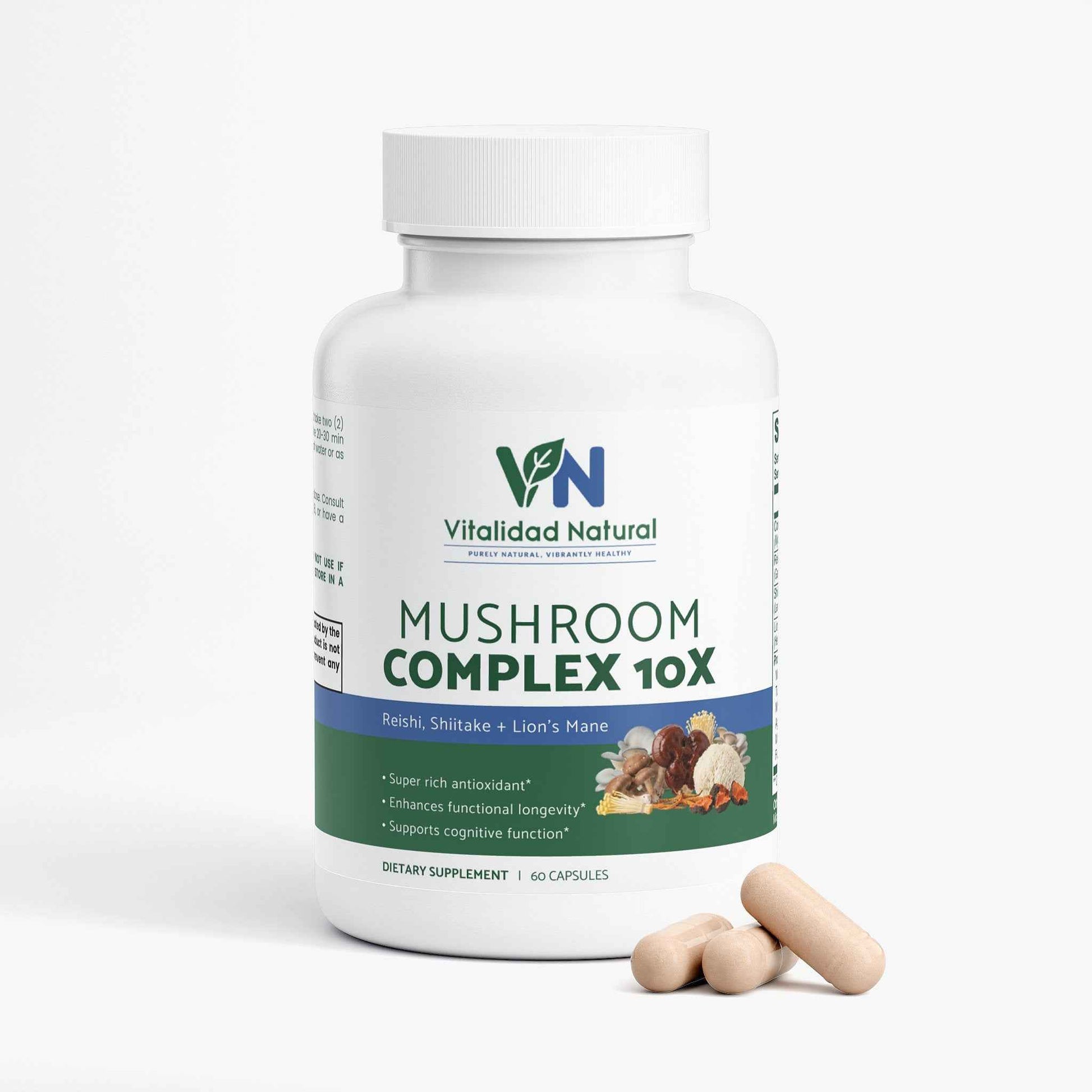 Vitalidad Natural Mushroom Complex 10 X, 60 Capsules