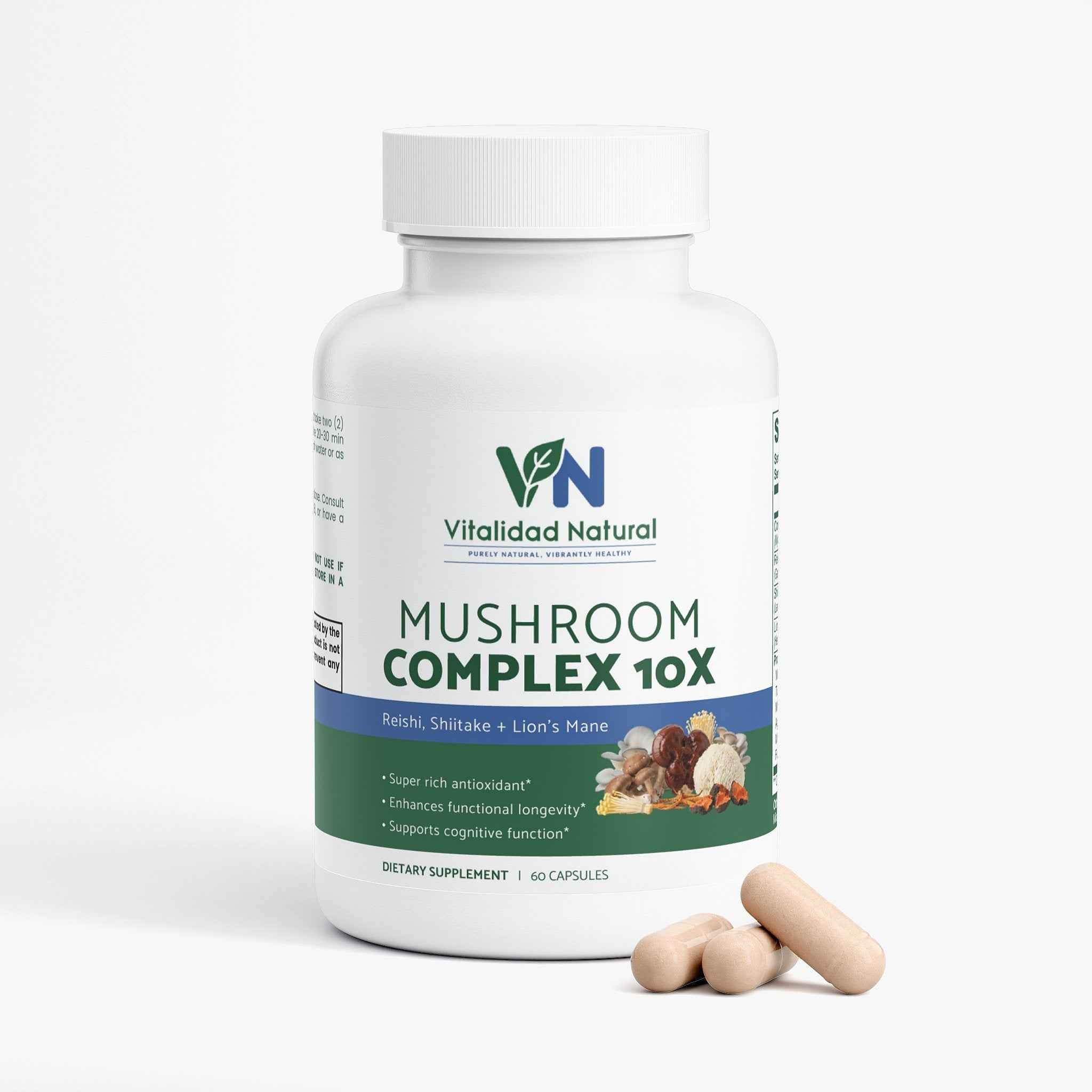Vitalidad Natural Mushroom Complex 10 X, 60 Capsules