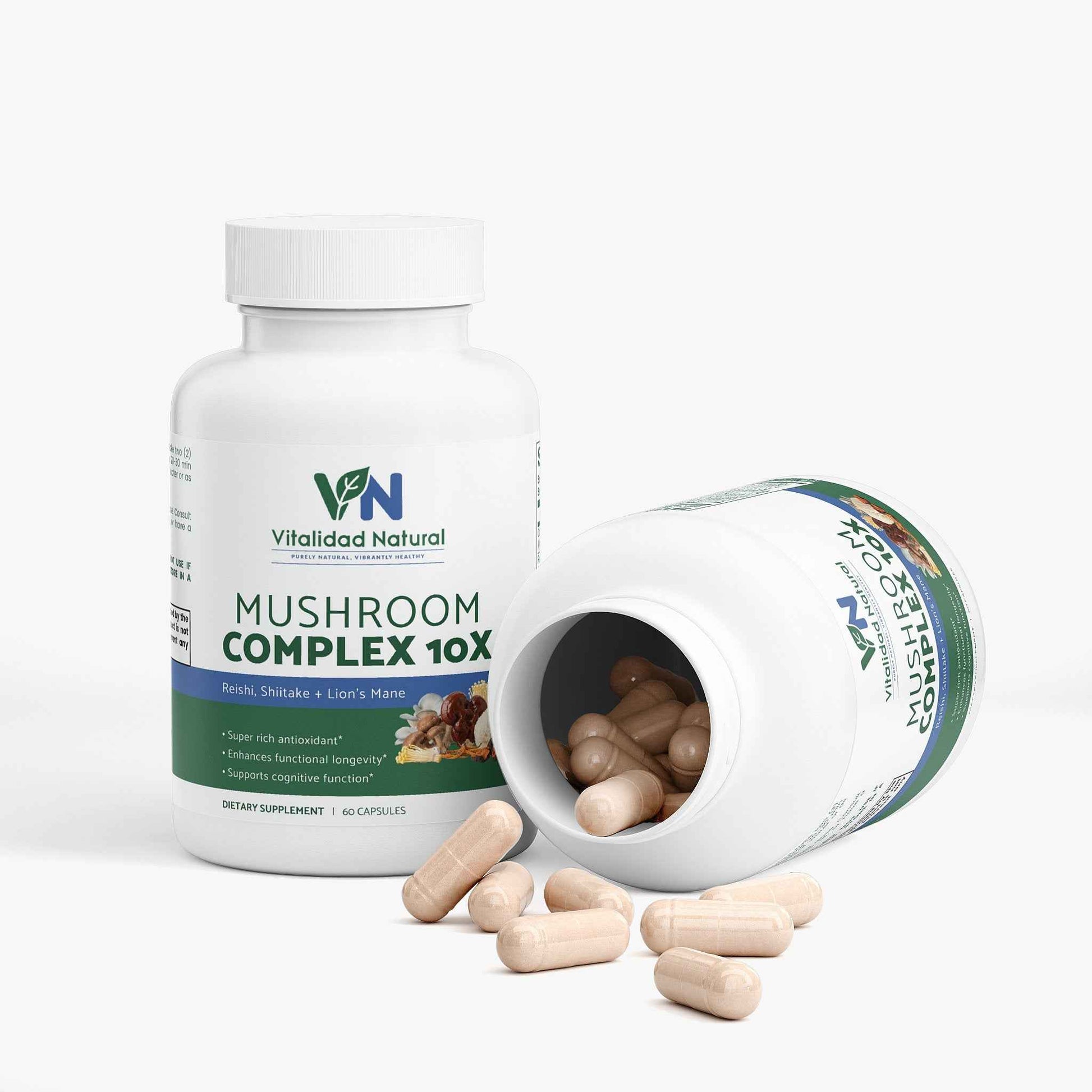 Vitalidad Natural Mushroom Complex 10 X, 60 Capsules