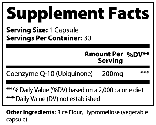Vitalidad Natural CoQ10 Ubiquinone, 30 Capsules Supplement Facs