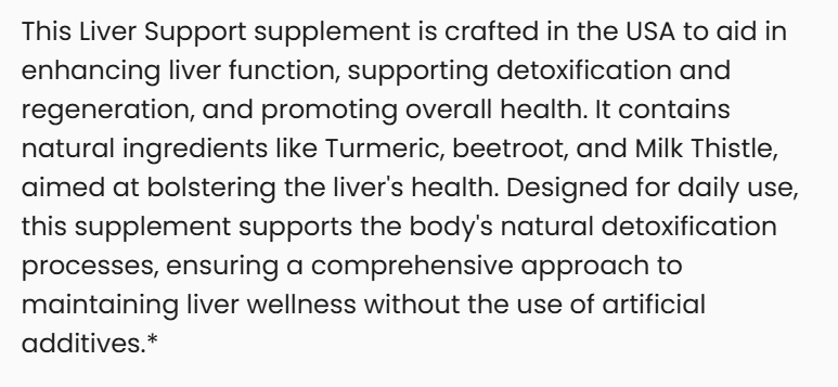 Vitalidad Natural Liver Support, 60 Capsules Information