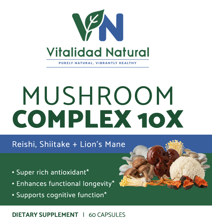 Vitalidad Natural Mushroom Complex 10 X, 60 Capsules