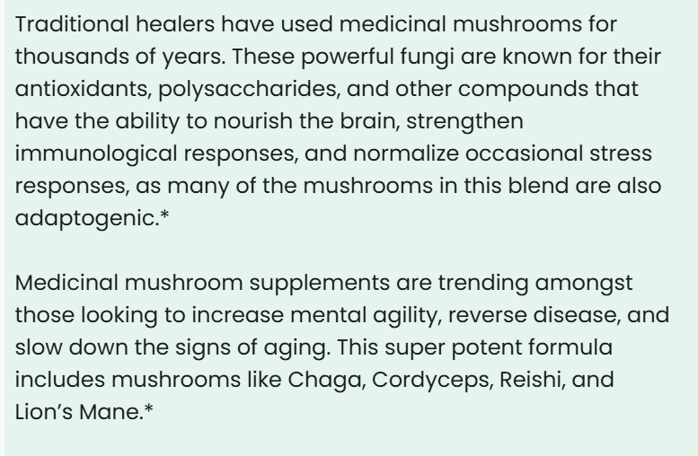 Vitalidad Natural Mushroom Complex 10 X, 60 Capsules Information