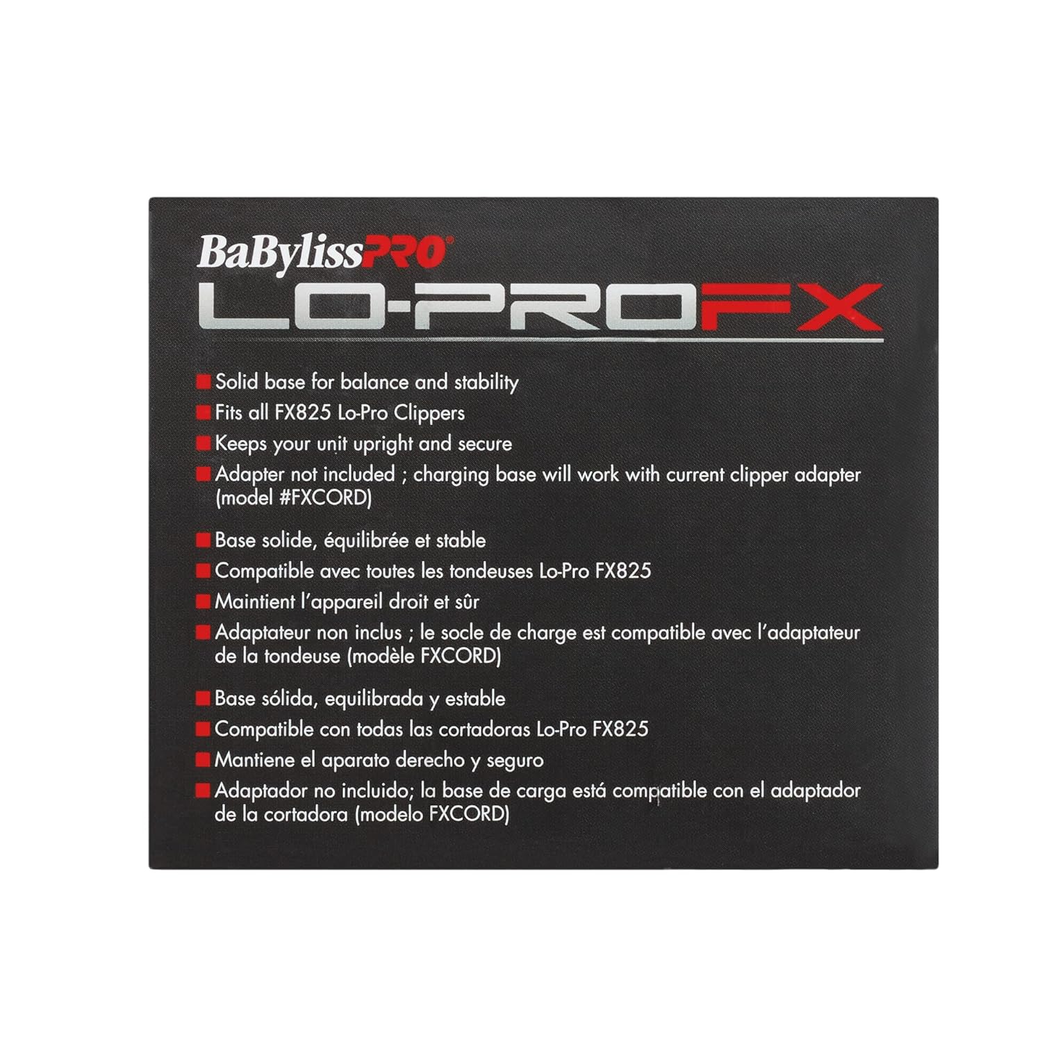 BaBylissPRO Clipper Charging Base Black Lo-Pro #FX825BASE