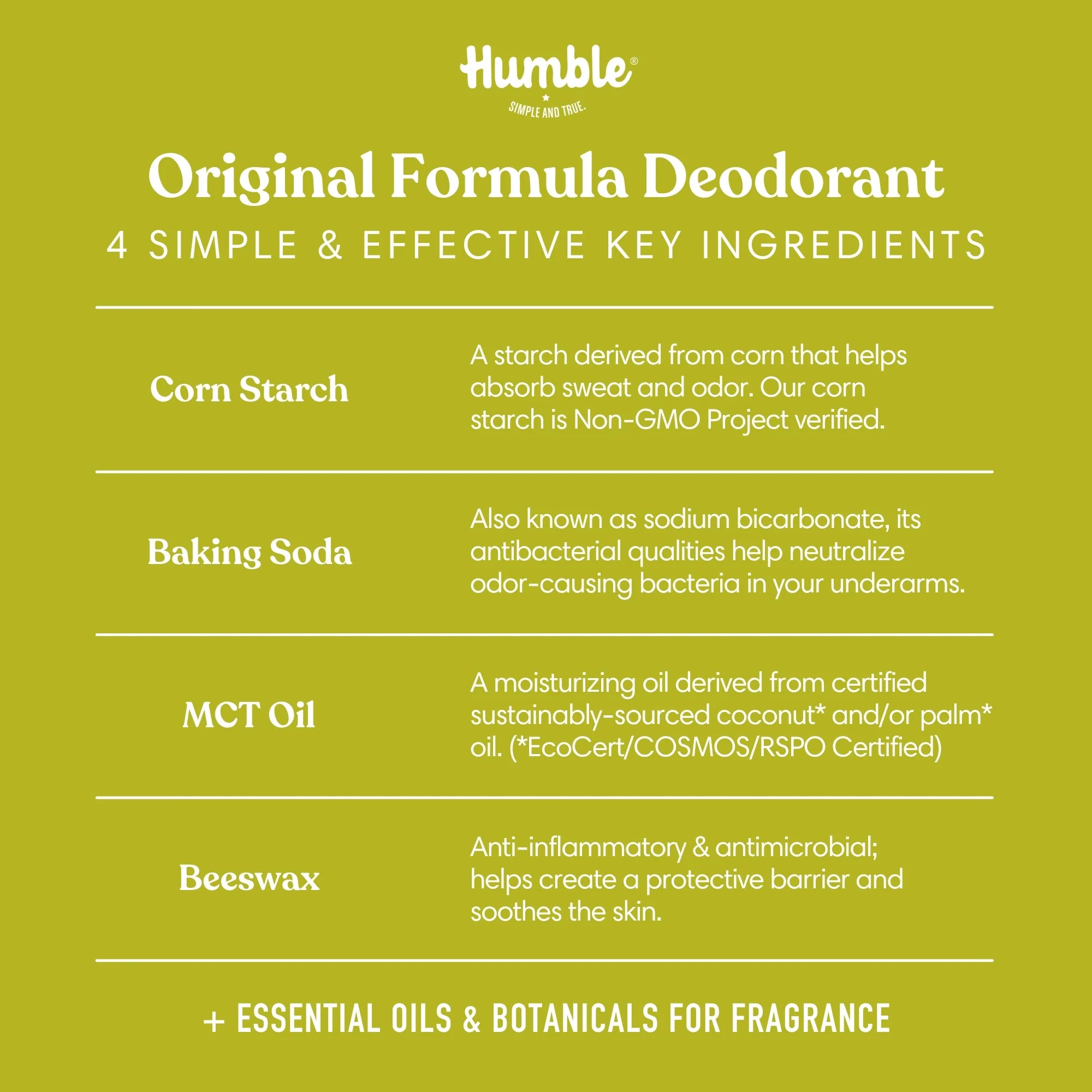 Humble All Natural Deodorant Original Bergamot & Ginger, 2.5 oz.