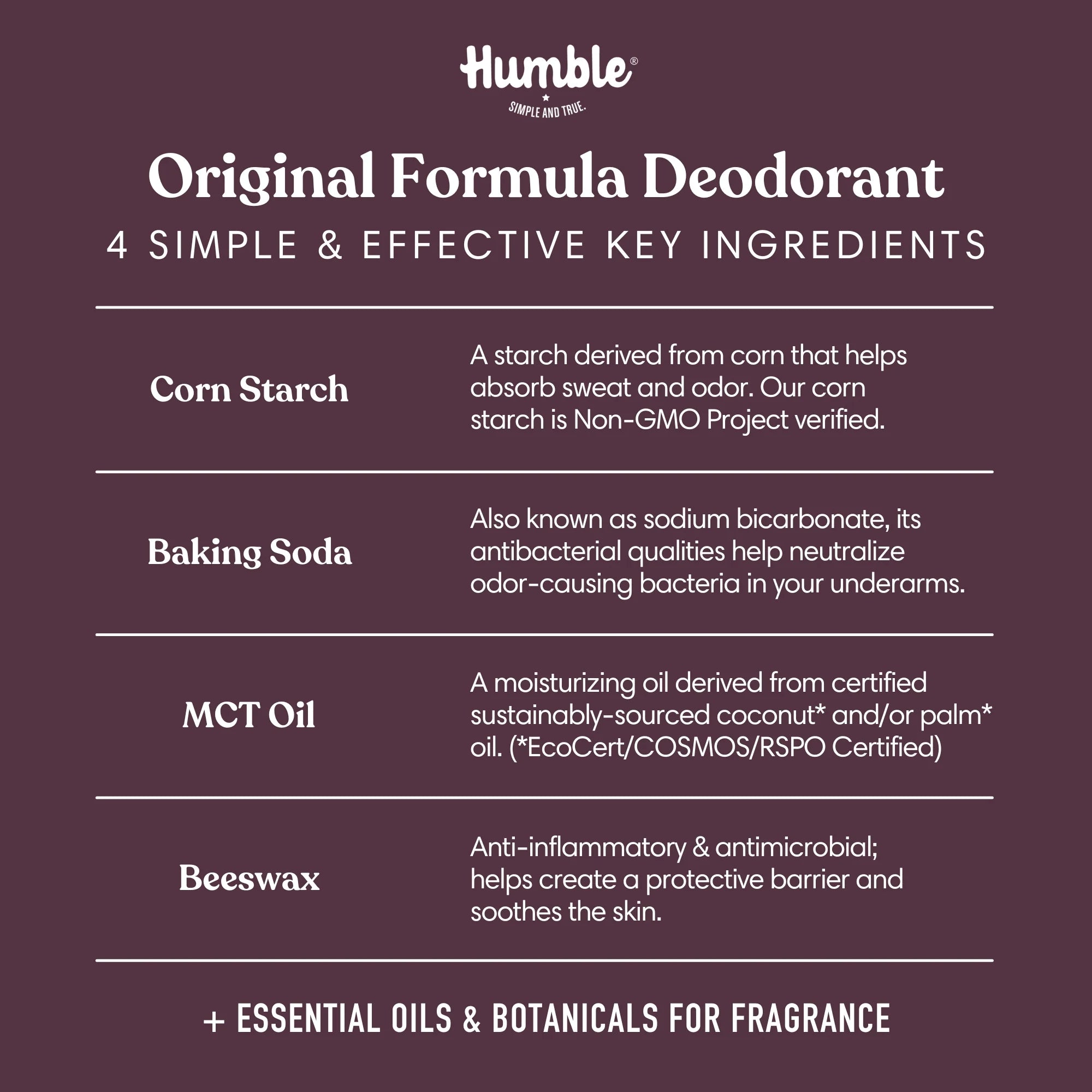 Humble All Natural Deodorant Original Lavender & Holy Basil, 2.5 oz