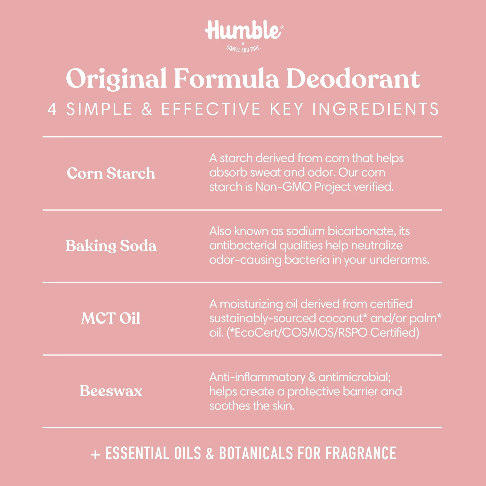 Humble All Natural Deodorant Original Moroccan Rose, 2.5 oz