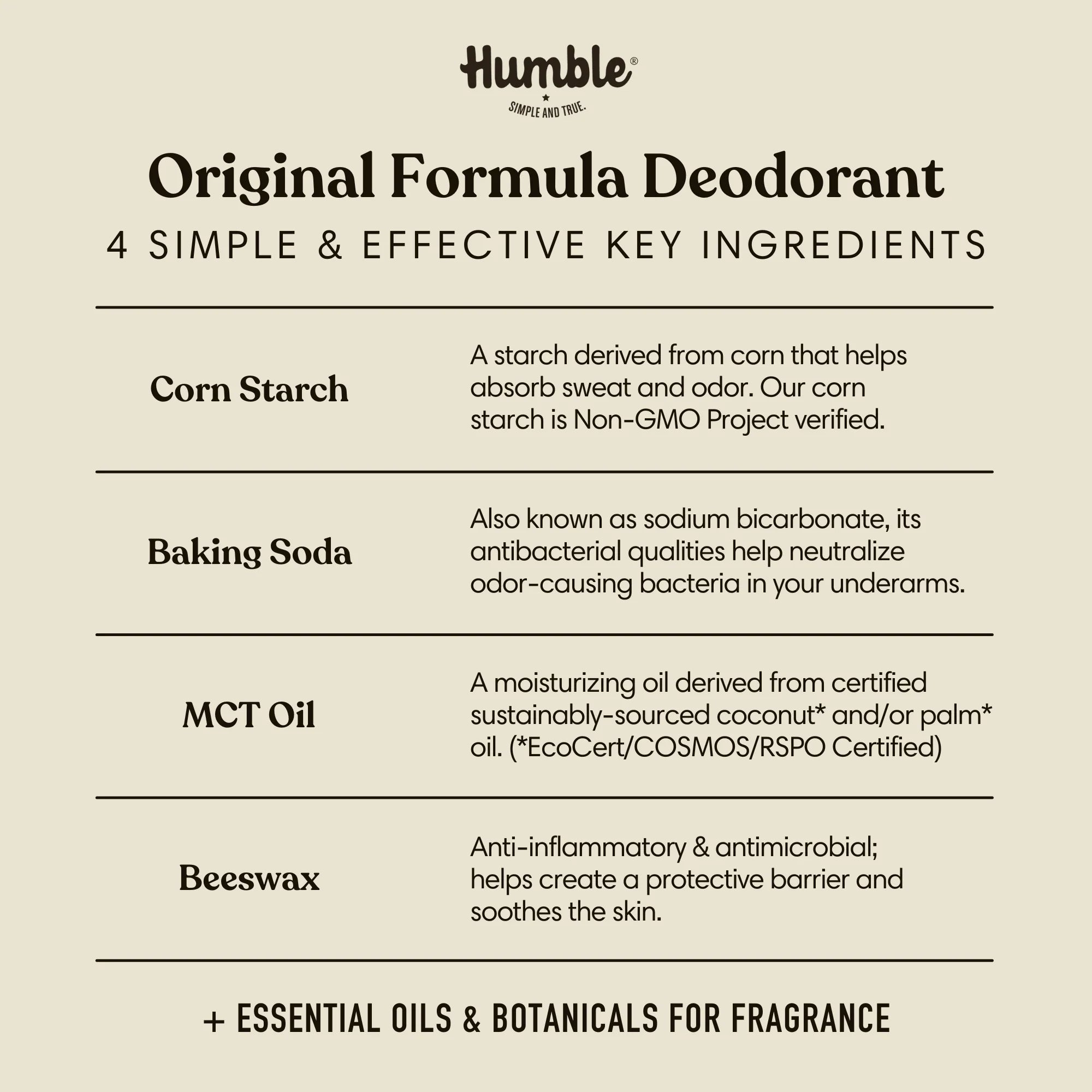 Humble All Natural Original Deodorant Palo Santo & Frankincense, 2.5 oz.