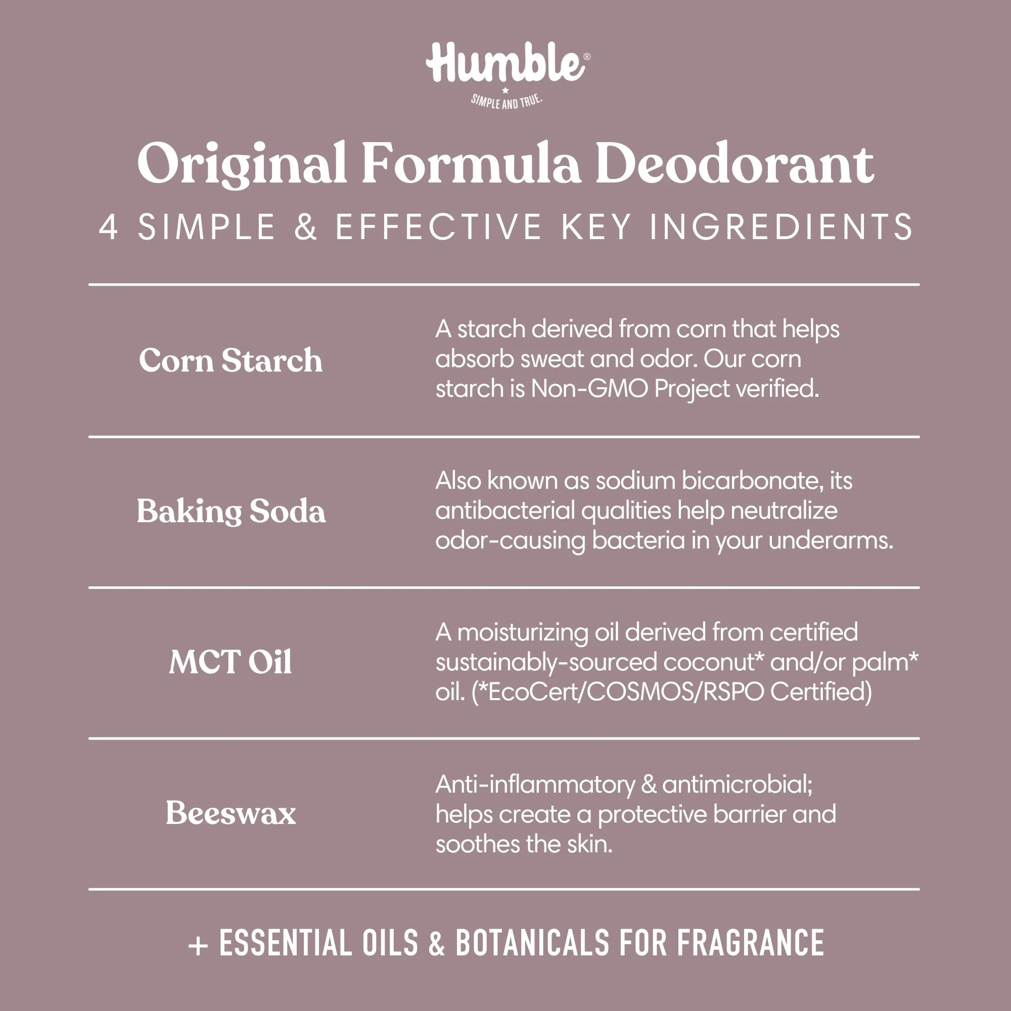 Humble All Natural Deodorant Original Patchouli & Copal 2.5oz