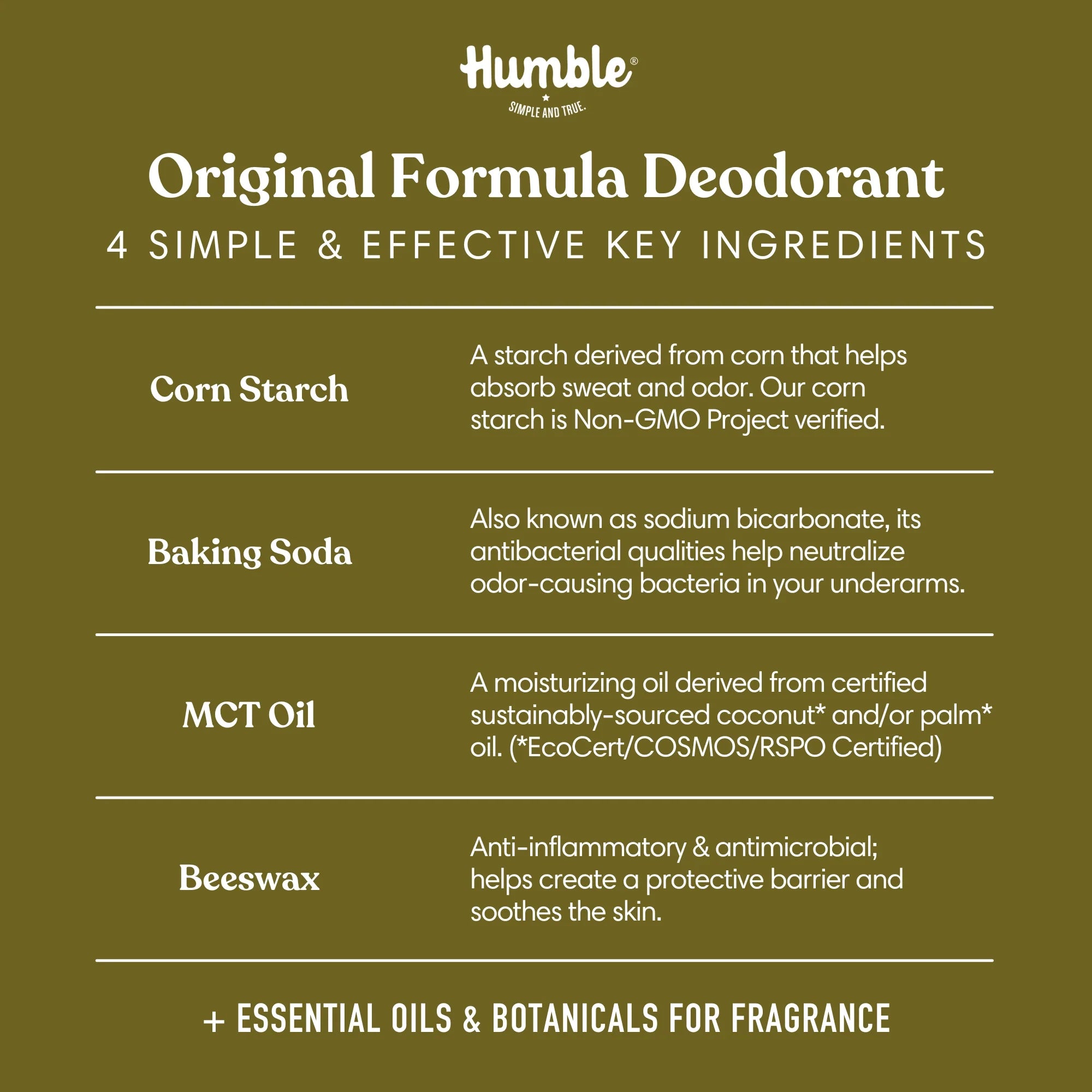 Humble All Natural Deodorant Original Cedarwood & Grapefruit, 2.5 oz.