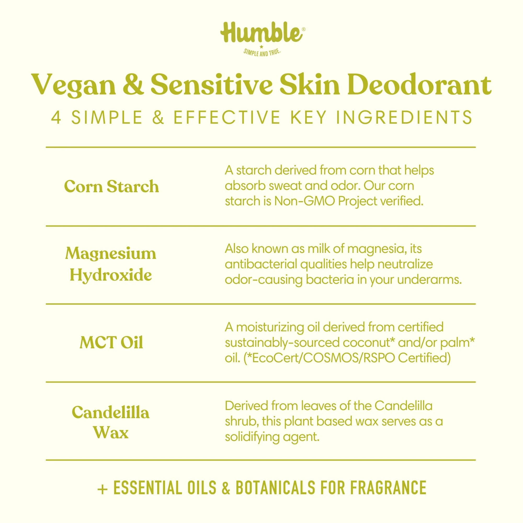 Humble All Natural Deodorant Vegan Bergamot & Ginger, 2.5 Oz.
