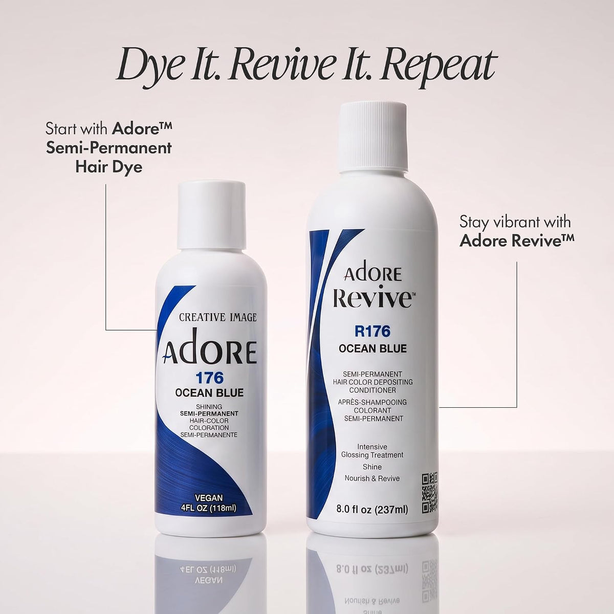 Adore Revive Color-Depositing Conditioner – R176 Ocean Blue, 8 fl oz sizes