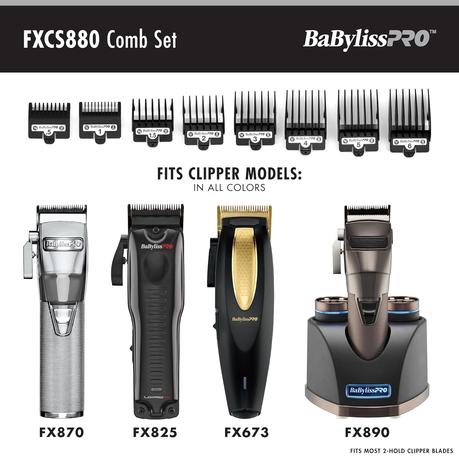 BaBylissPRO Attachment 8 Pcs Comb Set #FXCS880