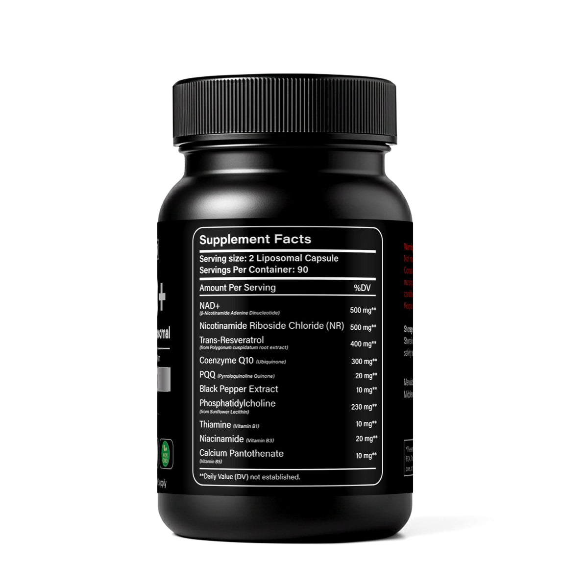 Panstellar Essentials NAD+ Liposomal 2000mg Supplment Facts