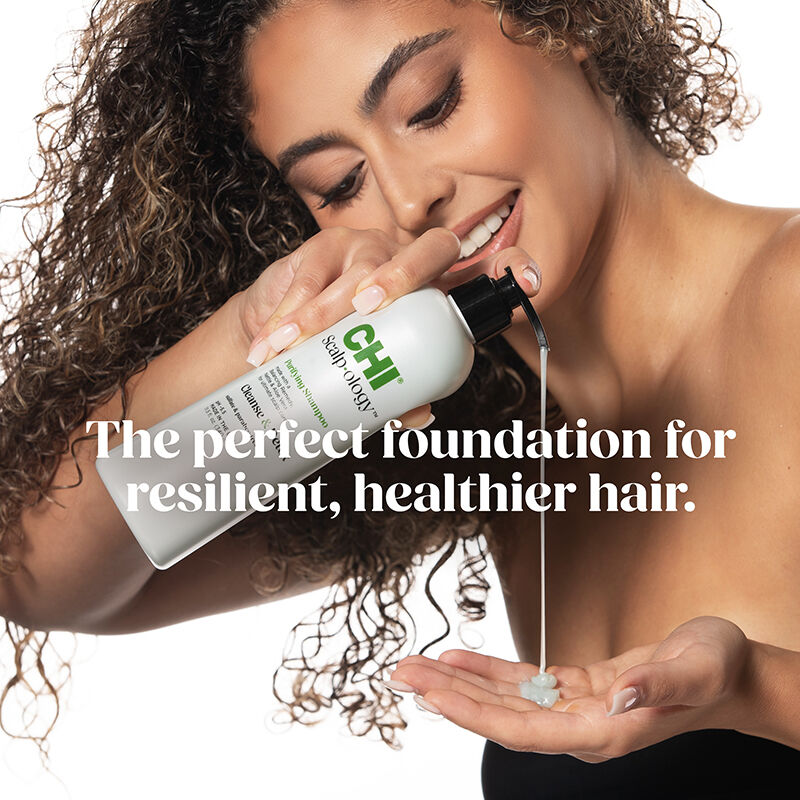 CHI Scalp-ology Purifying Shampoo, 11.5 Oz. Model Hair with Product