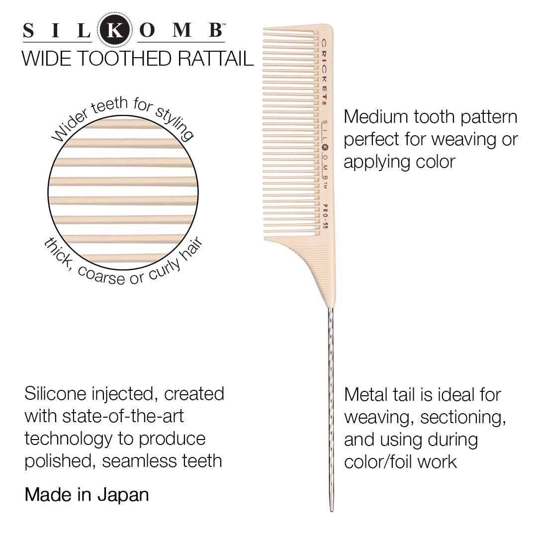 Cricket Silkomb Pro 55 Wide Toothed Metal Rattail