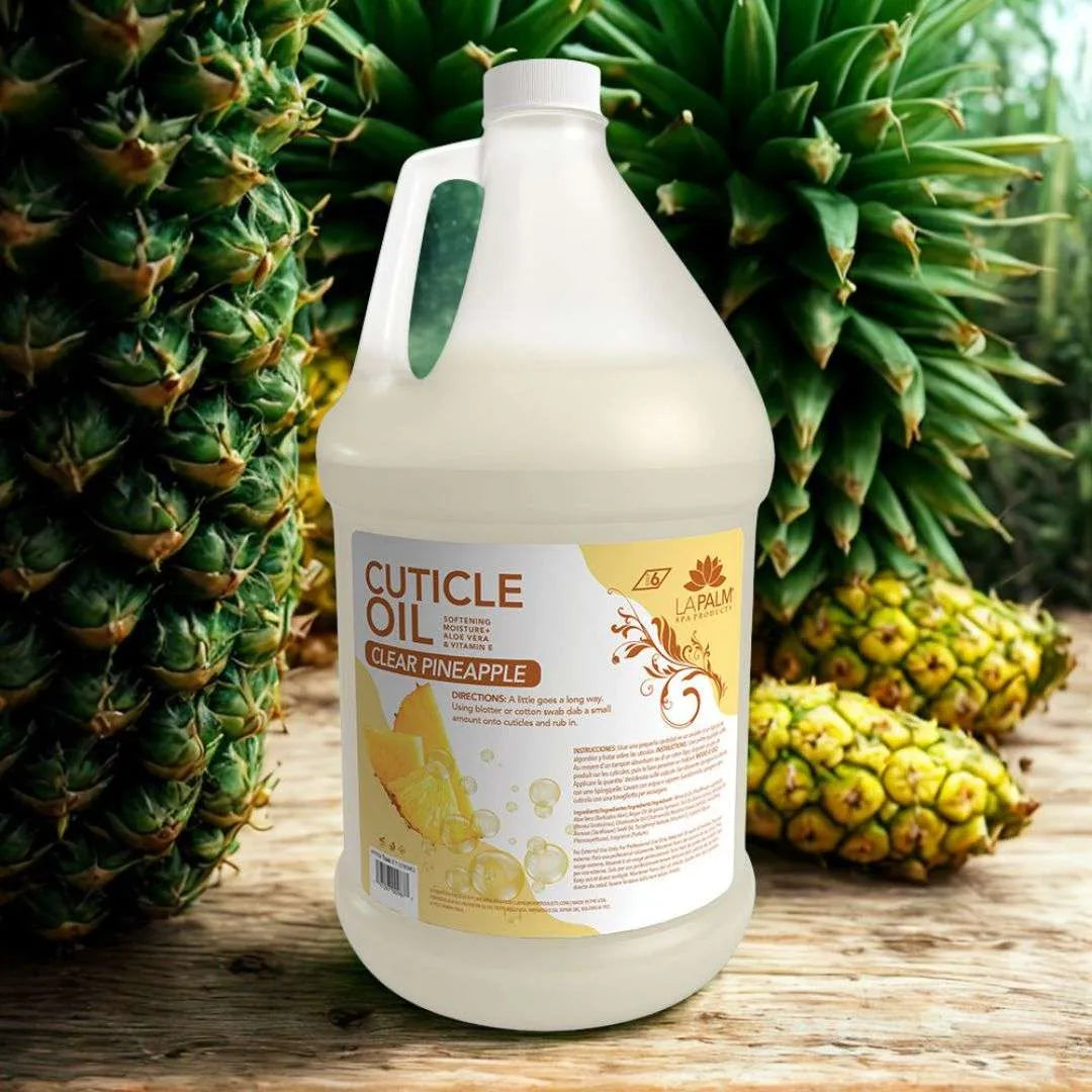 La Palm Cuticle Oil Clear Pineapple With Aloe Vera & Vitamin E, 1 Gallon
