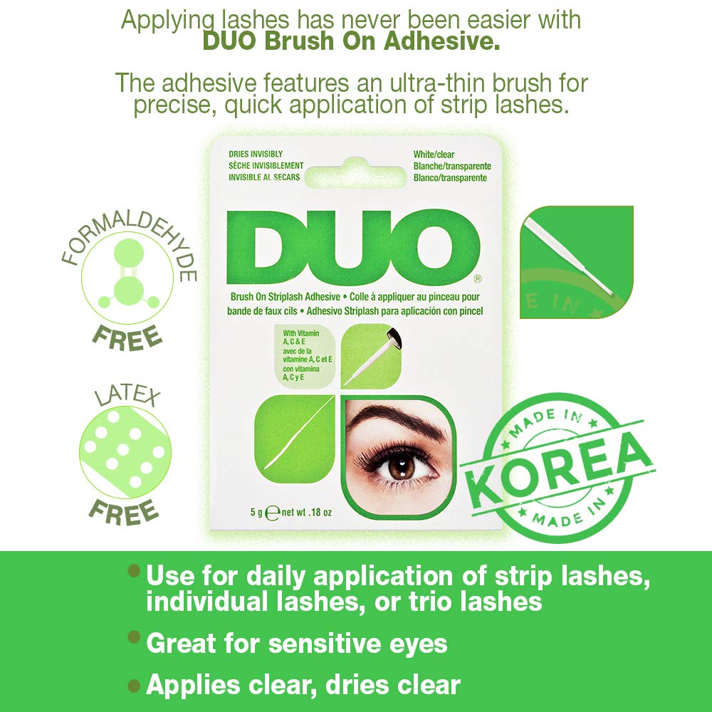 DUO Brush-On Strip Lash Adhesive – White/Clear, 0.18 Oz packaging