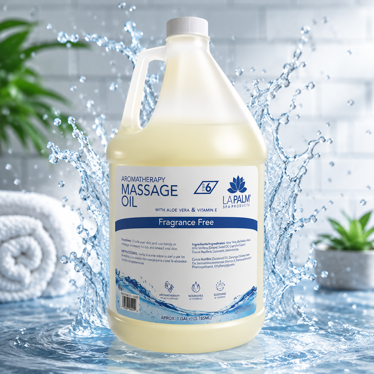 La Palm Aromatherapy Massage Oil Fragrance Free, 1 Gallon