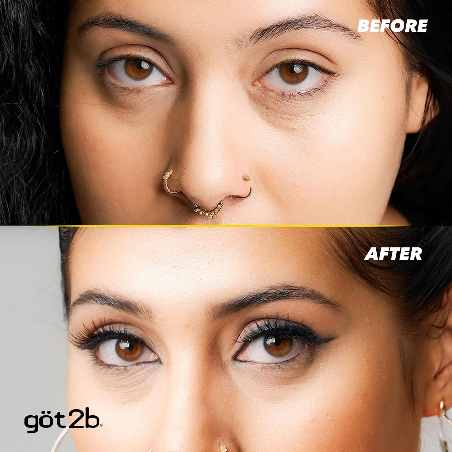 Got2b Glued Brow &amp; Edge Gel, 0.54 Oz. Before and After