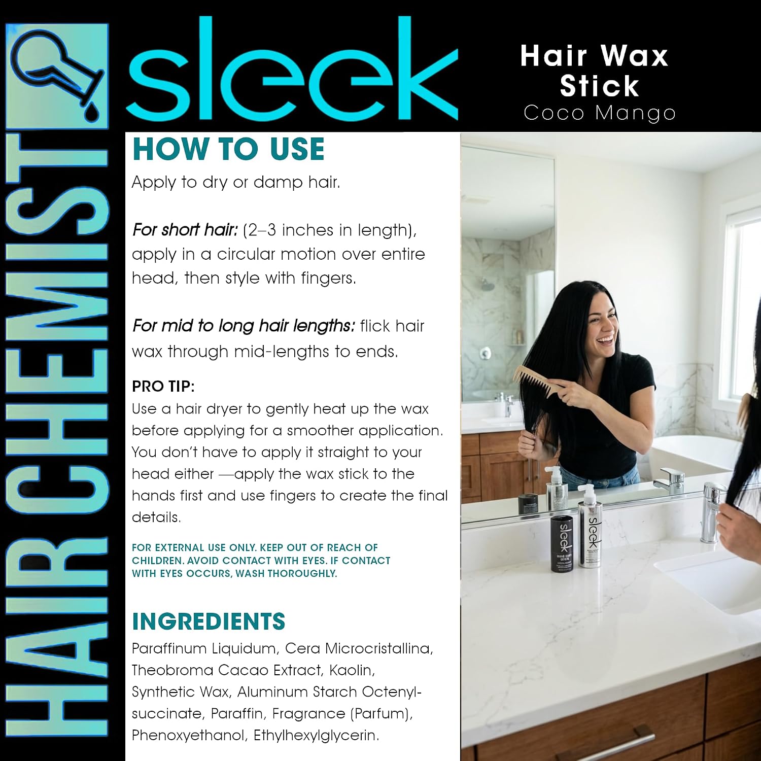 Hair Chemist Sleek Hair Coco Mango Wax Stick, 1.76 Oz.