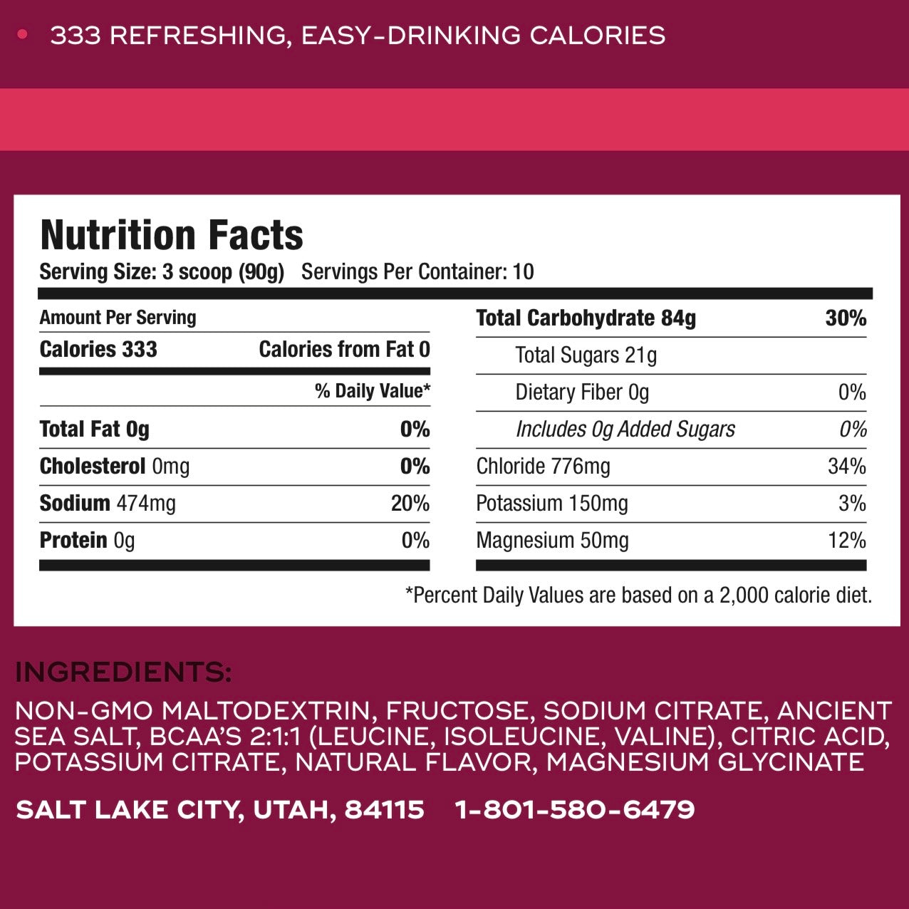 Carborocket 333 - Half Evil High-Carb Endurance Fuel. Nutrition Facts