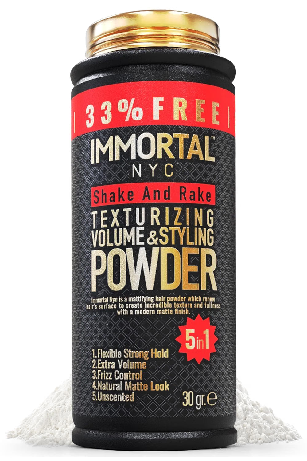 Immortal 5 In 1 Shake And Rake Hair Powder, 1.06 Oz.