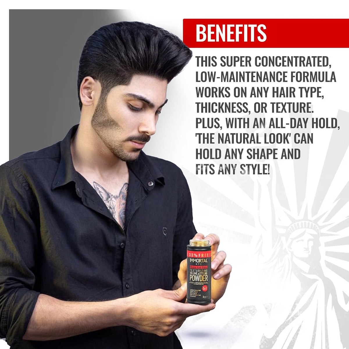 Immortal 5 In 1 Shake And Rake Hair Powder, 1.06 Oz.