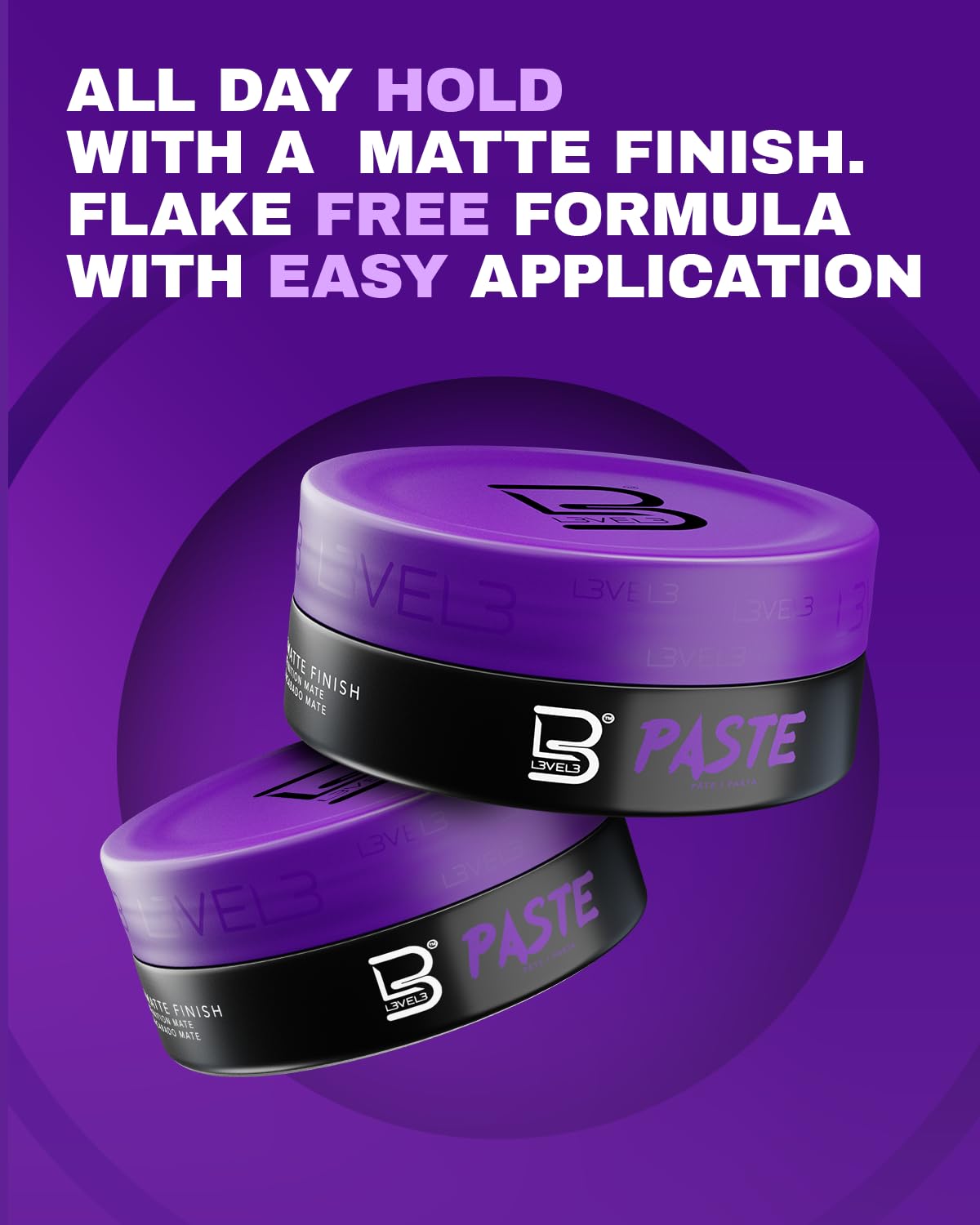 L3VEL3 Hair Styling Paste Matte Finish, 5.07 Oz. All Day Hold