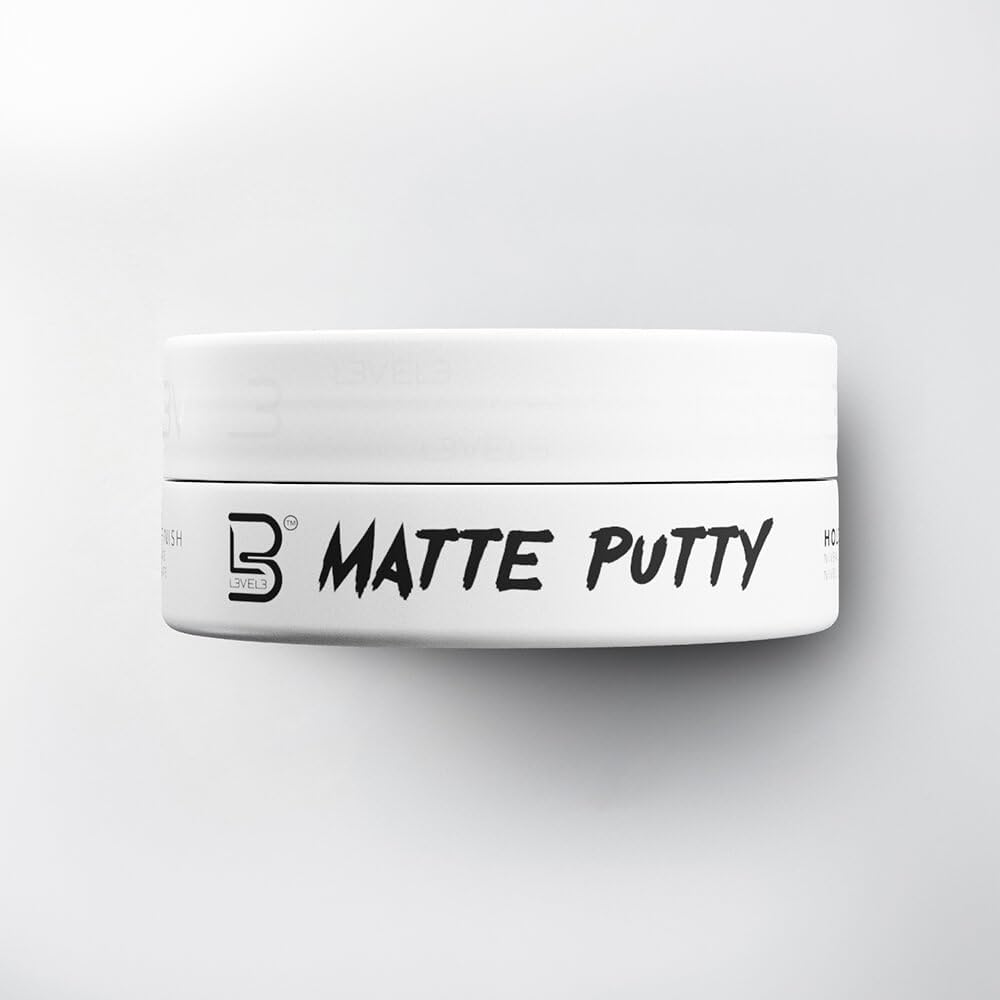 Jar of matte putty with 'B' logo on a white background