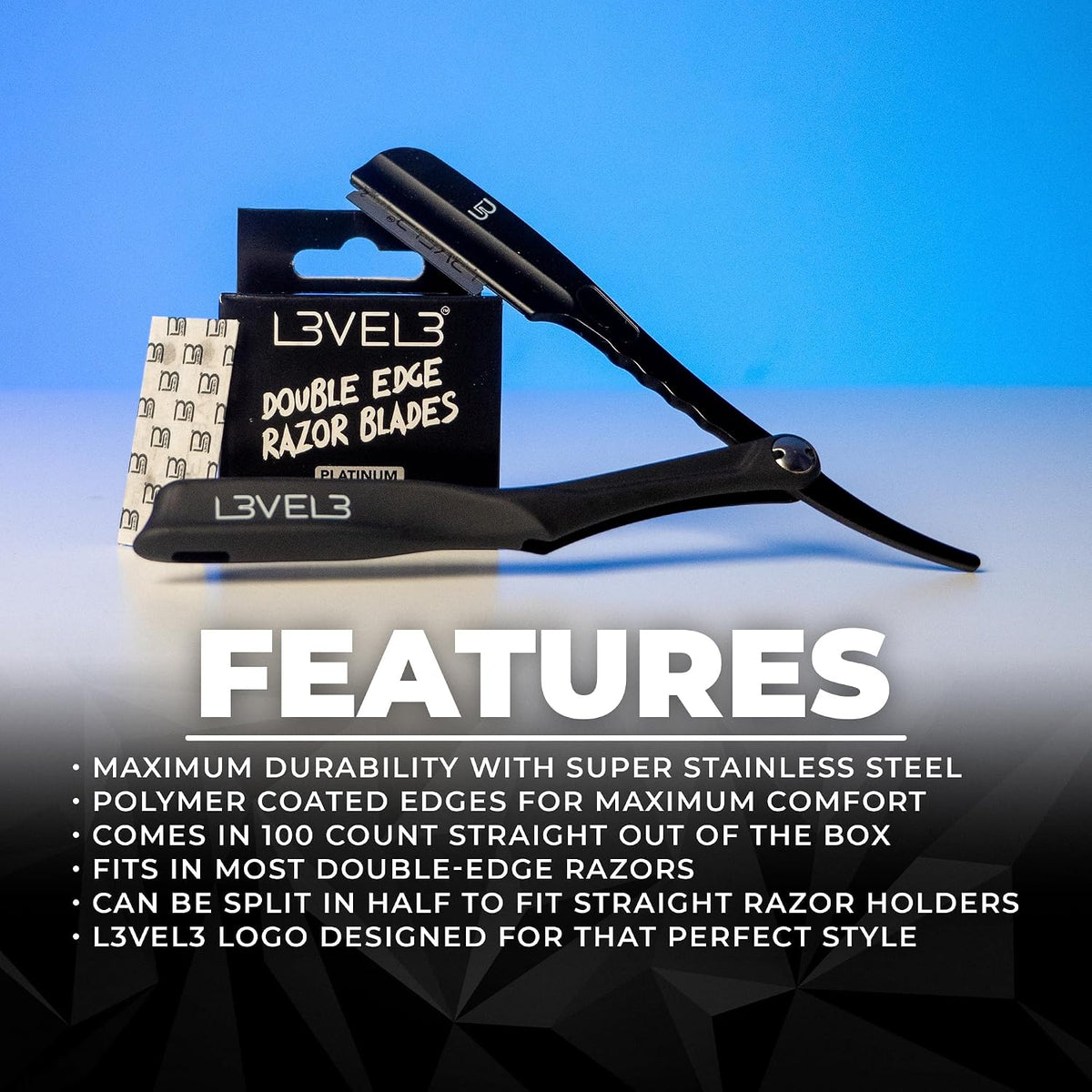 L3VEL3 Platinum Double-Edge Razor Blades – 100 Count Features