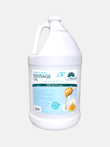 La Palm Aromatherapy Massage Oil Milk & Honey, 1 Gallon