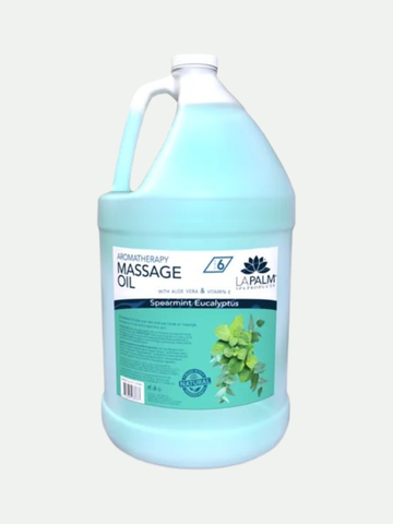La Palm Aromatherapy Massage Oil Spearmint Eucalyptus, 1 Gallon