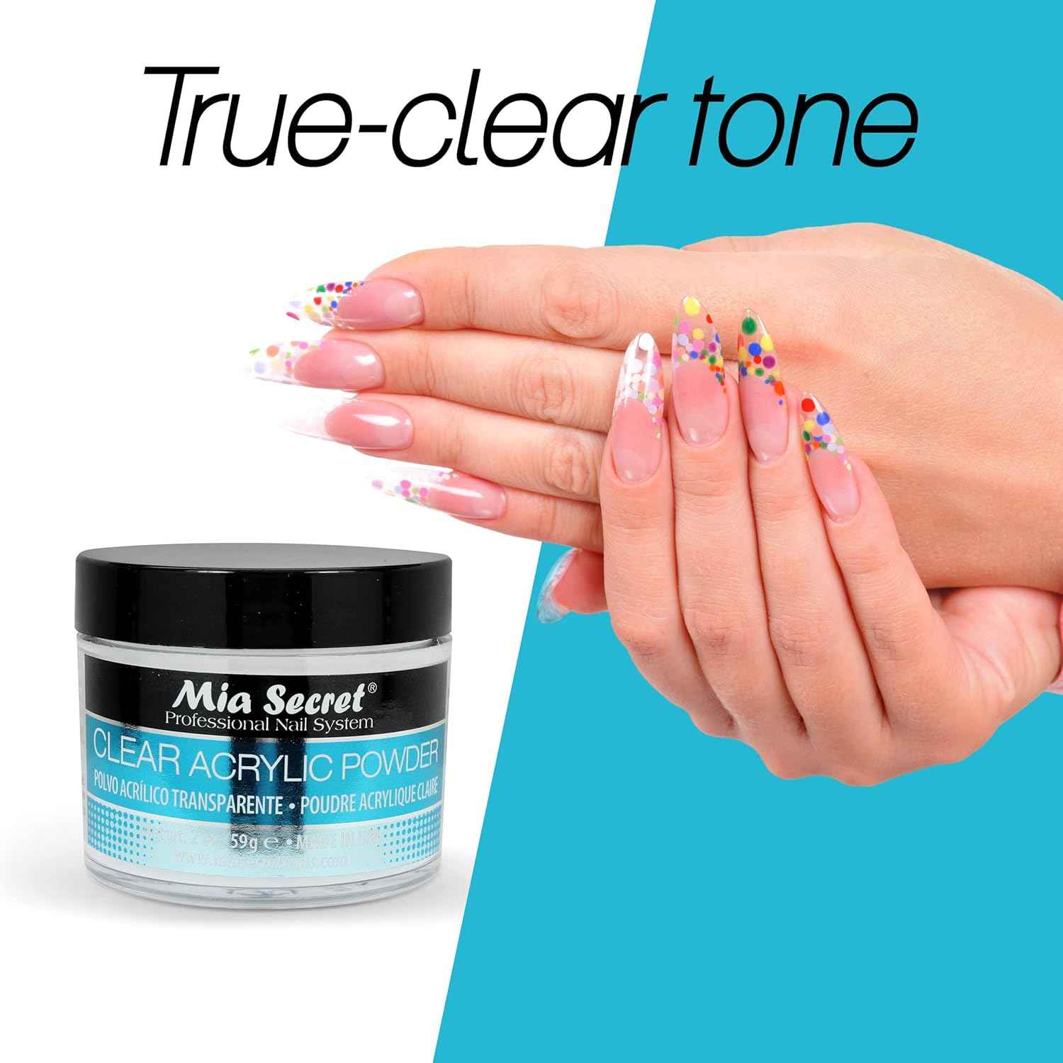 Mia Secret Clear Acrylic Powder, 2 Oz.