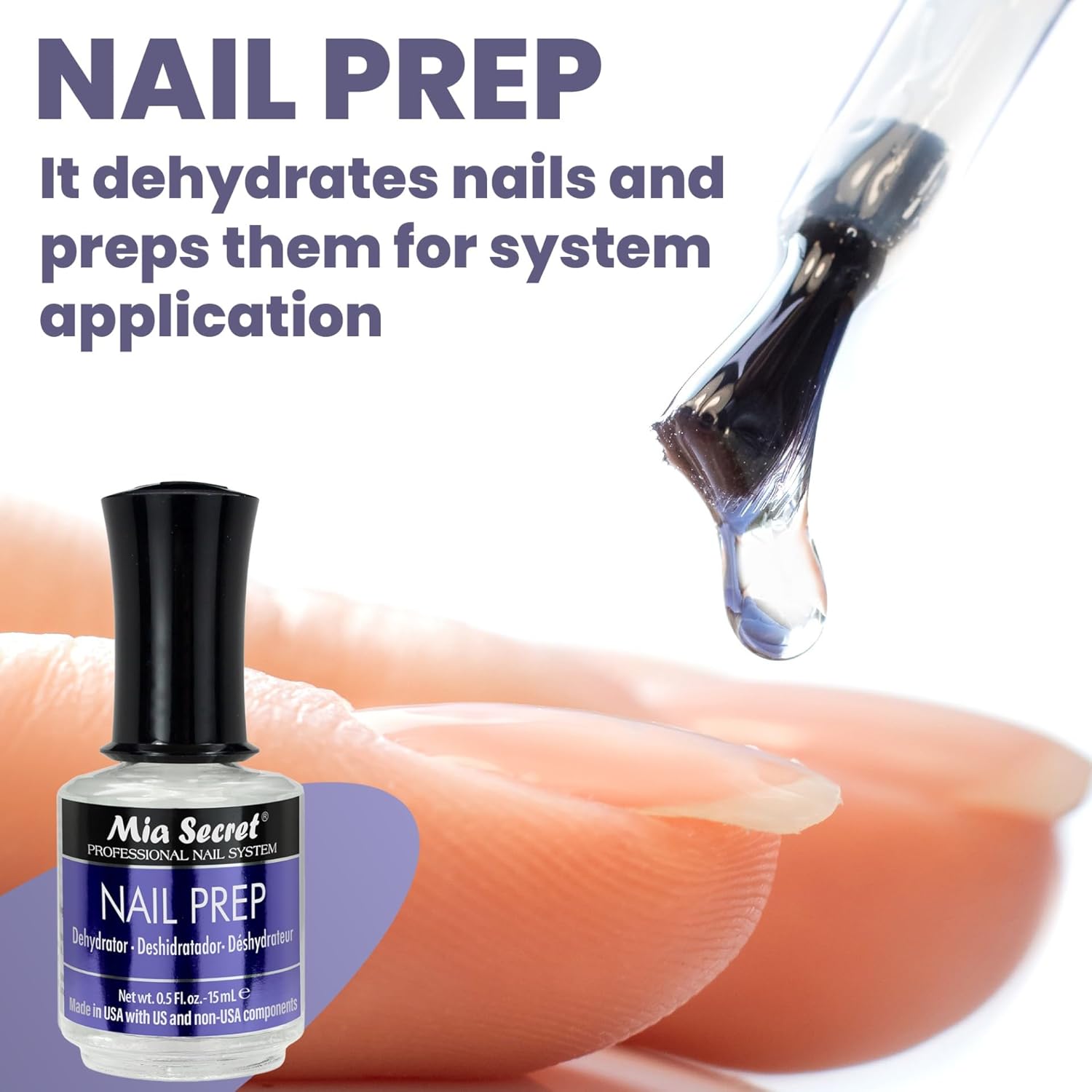 Mia Secret Nail Prep, 0.5 Oz. dehydrate nail for application