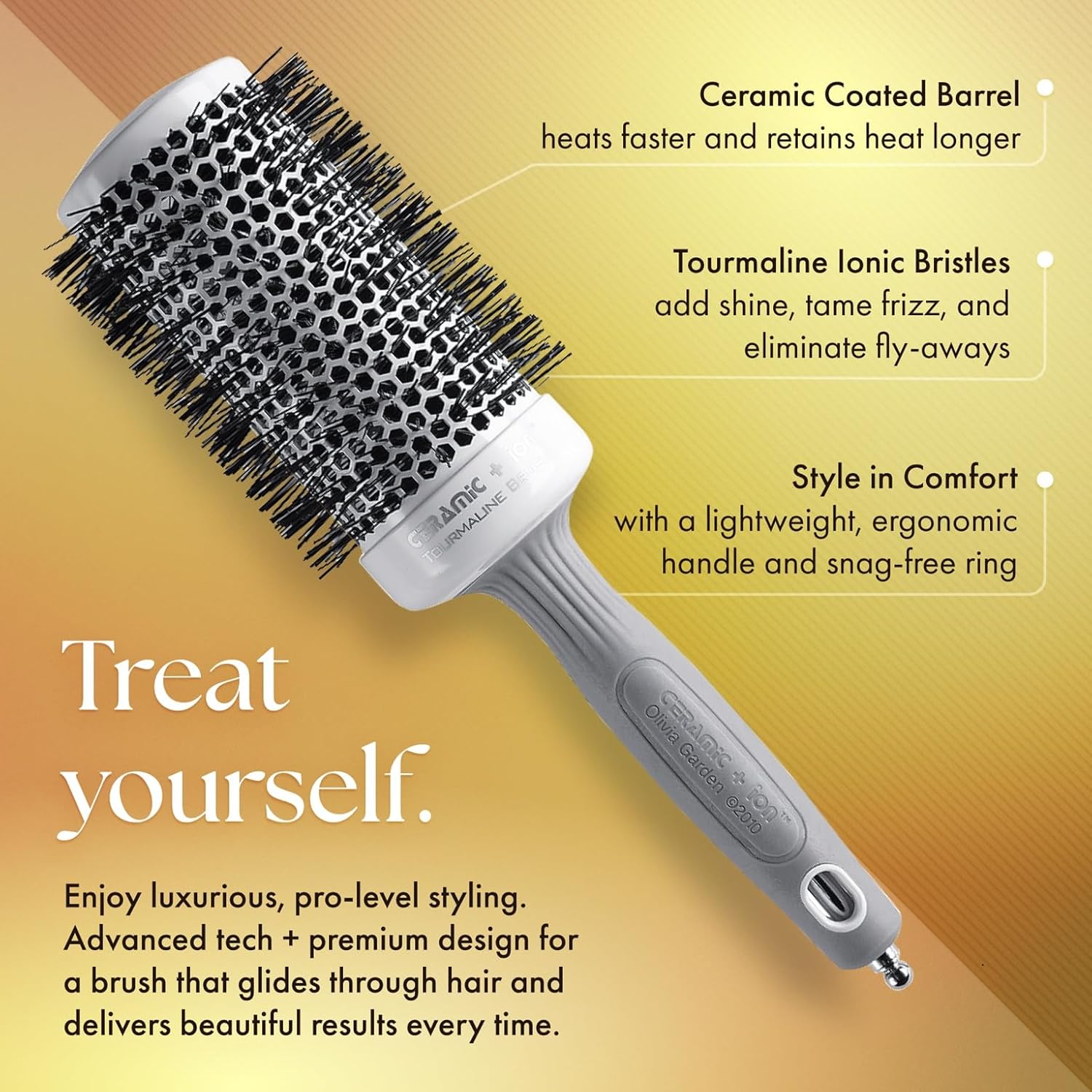 Olivia Garden Ceramic+Ion Tourmaline 2 1/8" Brush
