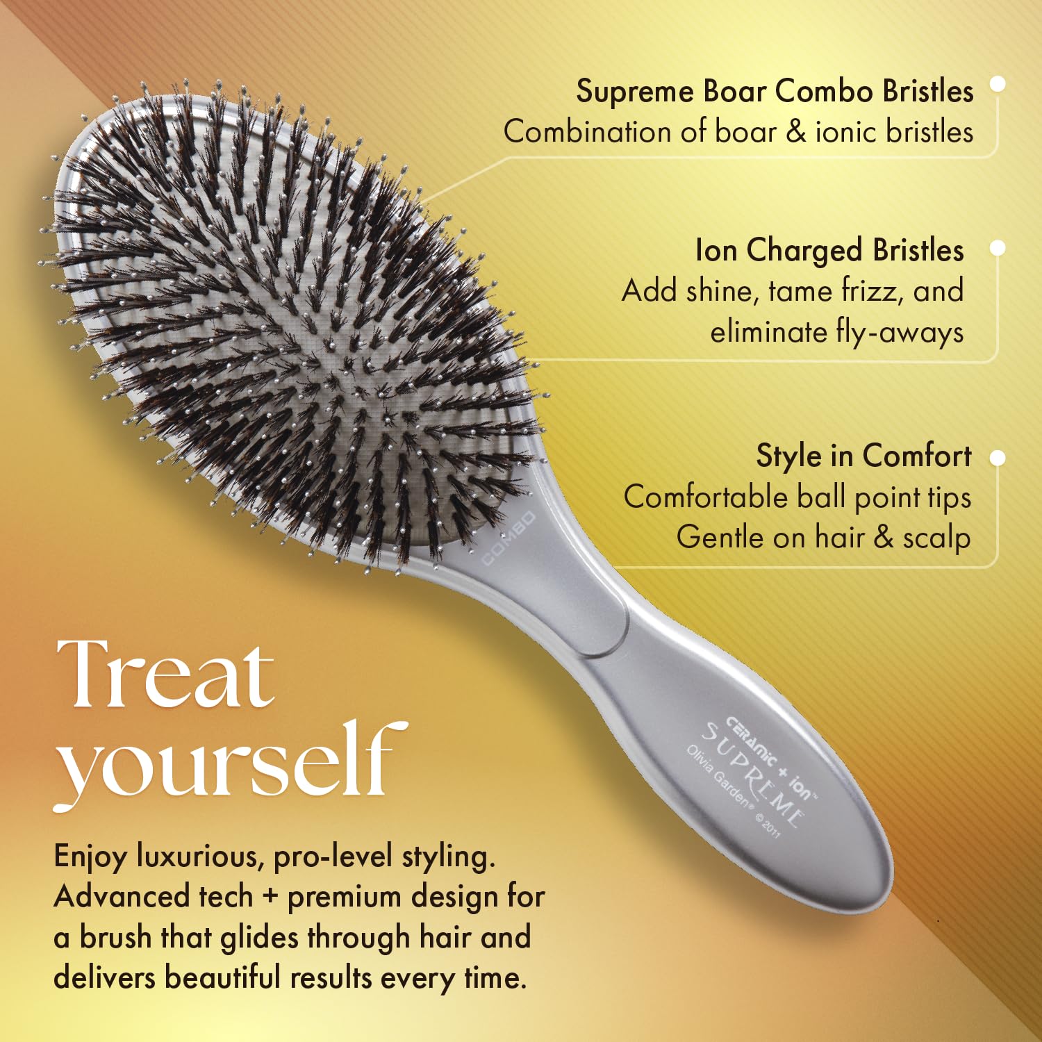 Olivia Garden Ceramic+Ion Supreme Combo Oval Cushioned Paddle Brush
