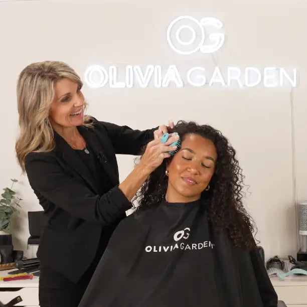 Olivia Garden Scalp Diva Brush - 3 Pack Model Using Product