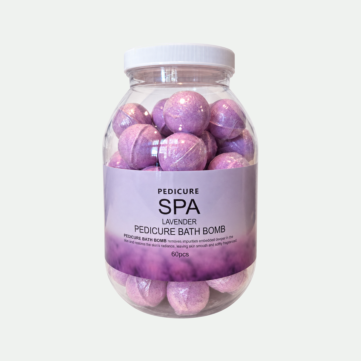 Pedicure SPA Lavender Pedicure Bath Bombs, 60 count jar front