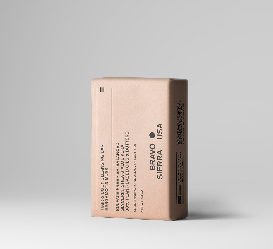 Bravo Sierra Hair & Body Cleansing Bar, 7 Oz. Bergamot & Musk
