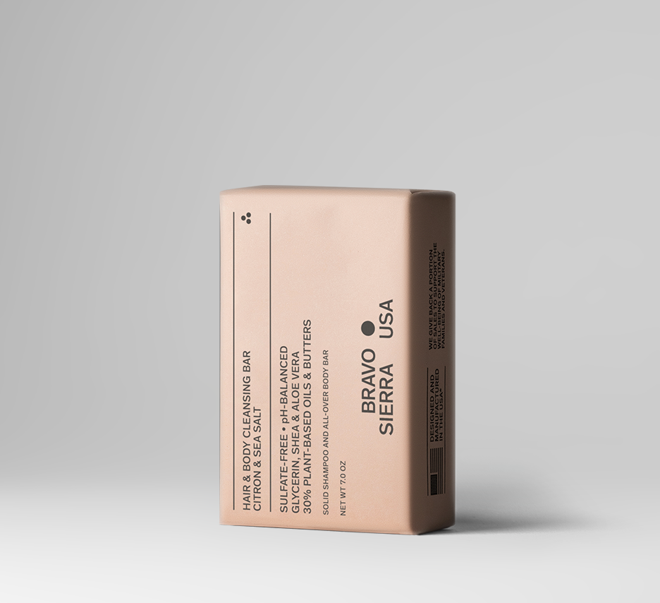 Bravo Sierra Hair & Body Cleansing Bar, 7 Oz. Citron & Sea Salt