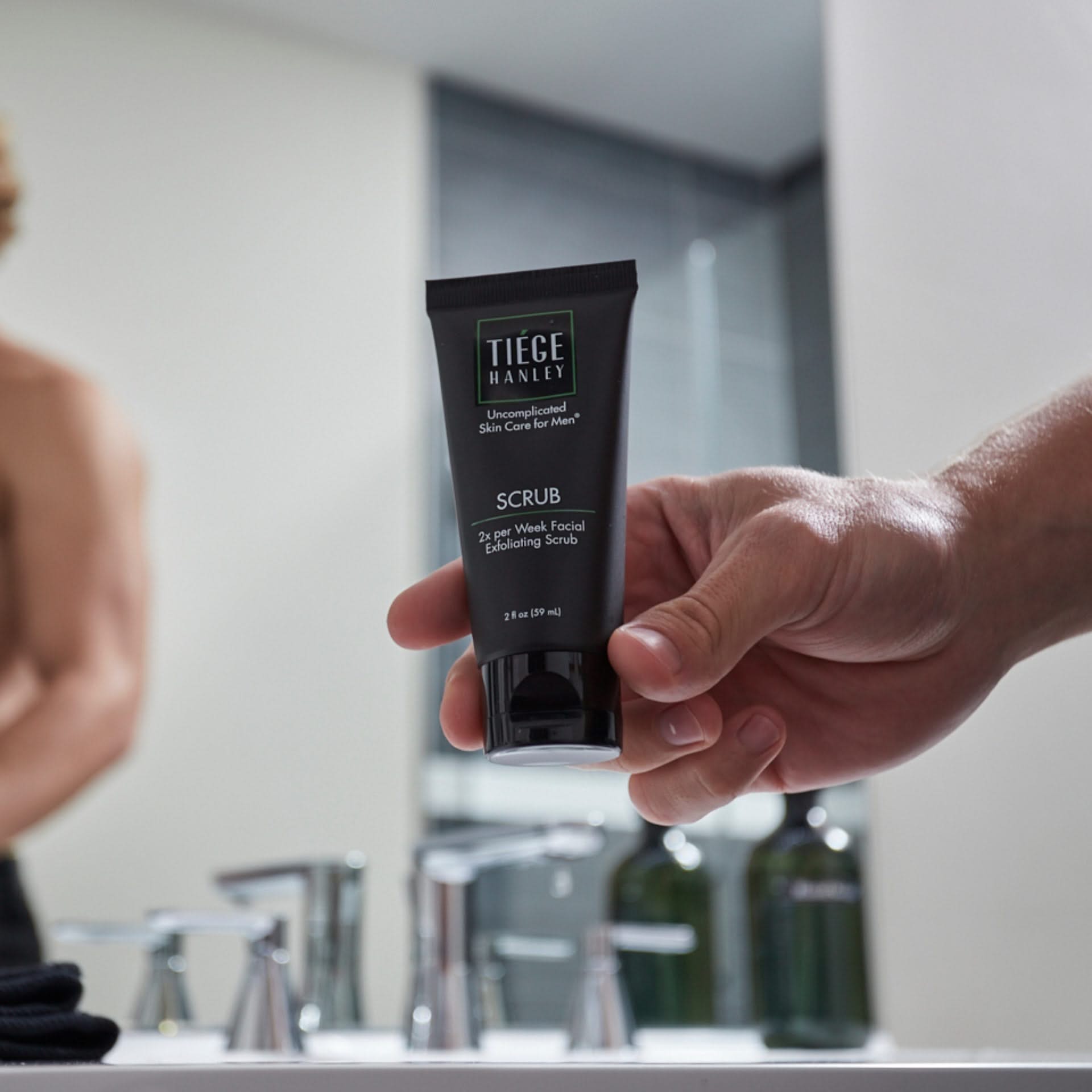 Tiege Hanley Exfoliating Scrub for Men, 2 Fl. Oz. Front Packaging