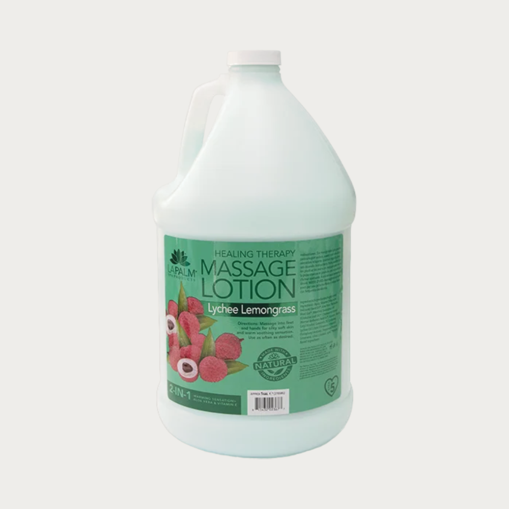 La Palm Healing Therapy Massage Lotion Lychee Lemongrass, 1 Gallon