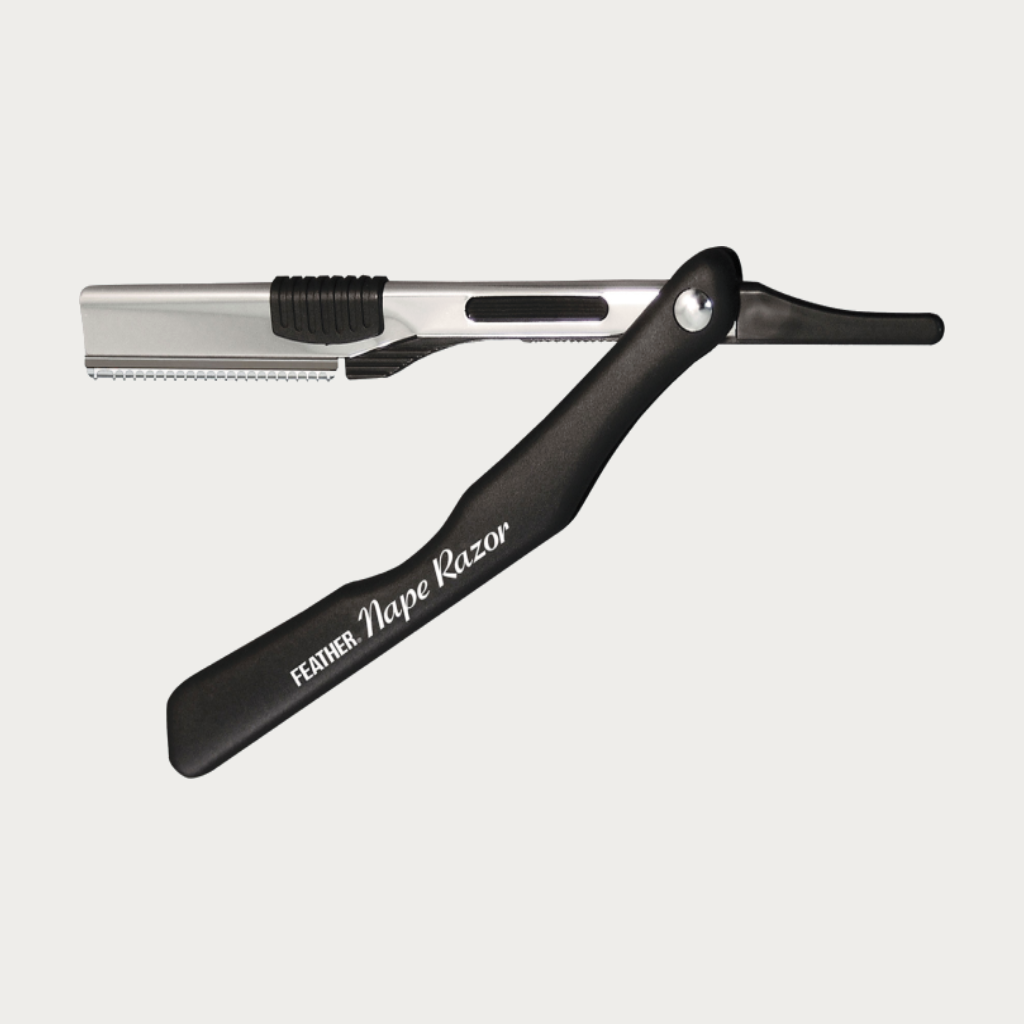 Jatai Feather Nape and Body Razor Folding Handle, Black