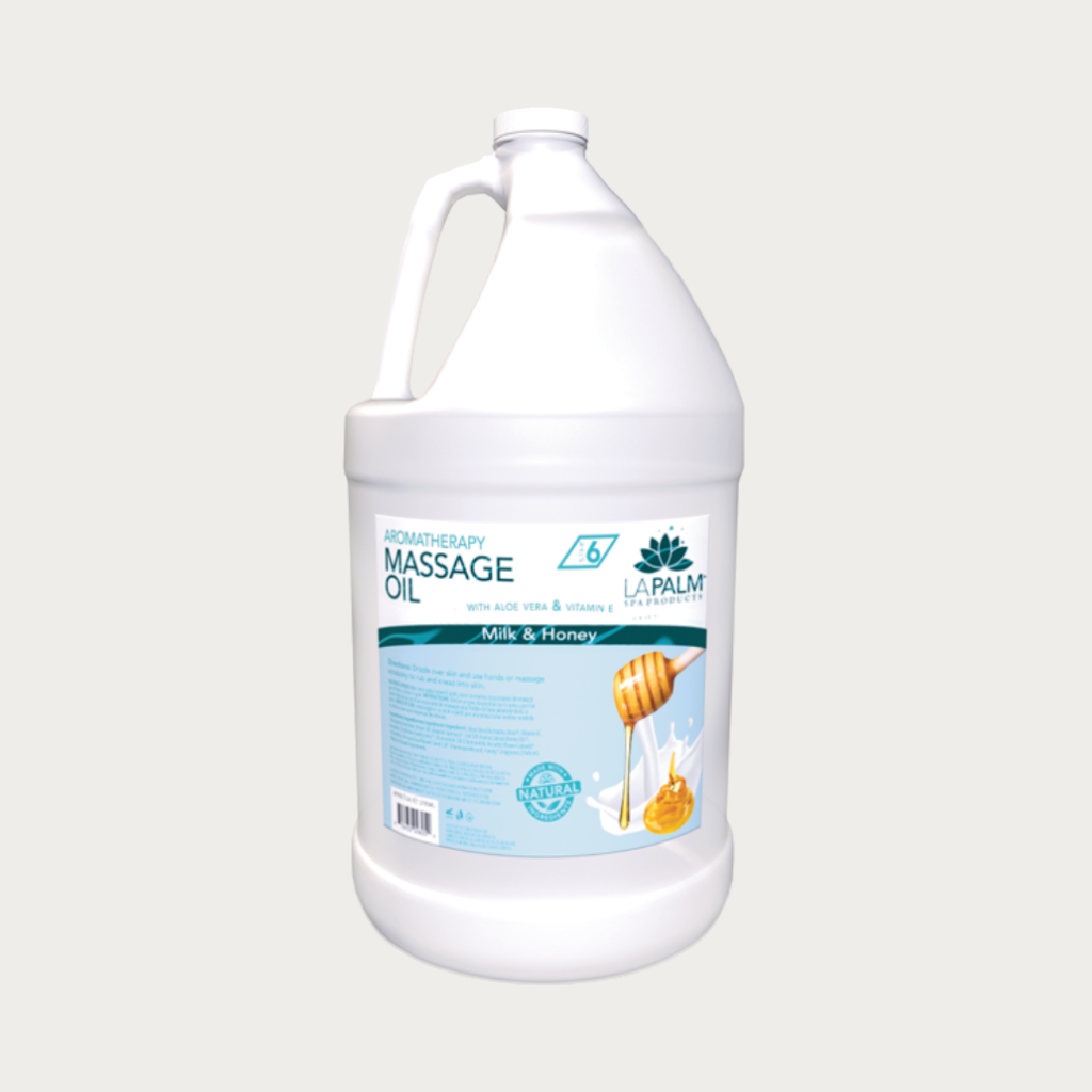 La Palm Aromatherapy Massage Oil Milk &amp; Honey, 1 Gallon