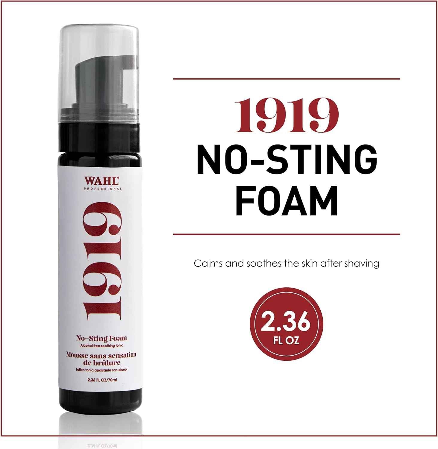Wahl Pro 1919 No Sting Alcohol Free Foam, 2.36 Oz.