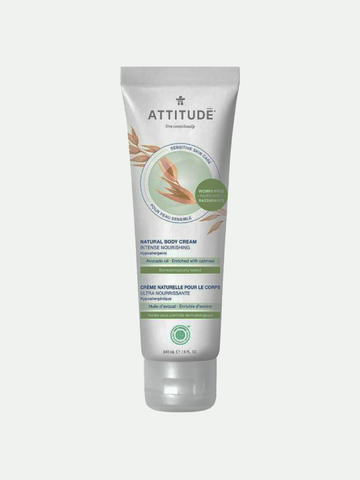 Attitude Body Cream for Sensitive Skin with Oat and Avocado Oil, 8 Fl Oz