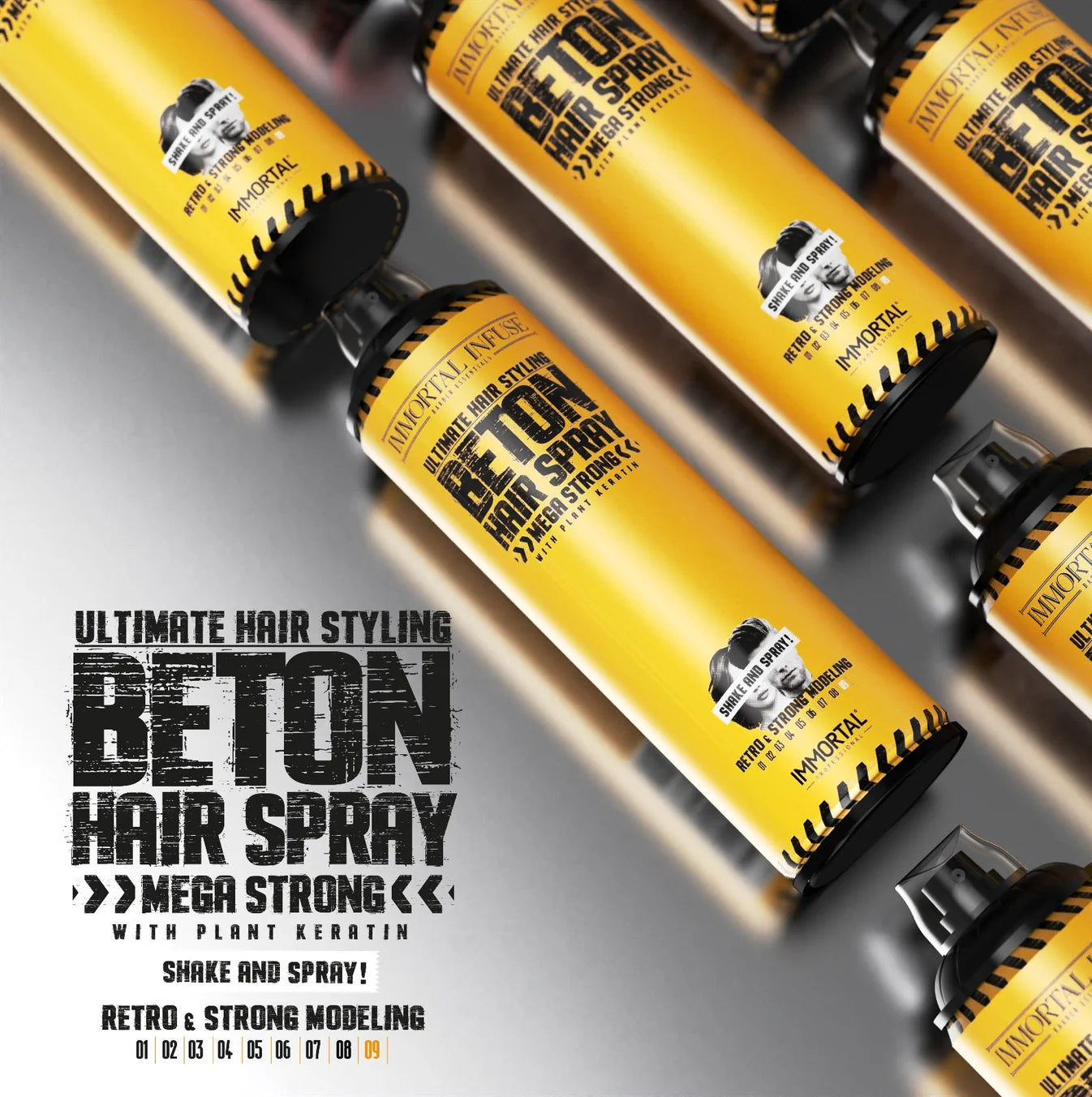 Immortal Beton Hair Spray Mega Strong 16.9 Oz Hold Level